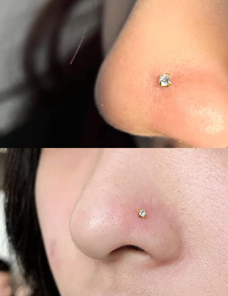 Hoeudjo Nose Studs Surgical Steel Cubic Zirconia Nose Rings Kit for Women Men 2mm Nose Stud Screw & Bone & L Shaped Nostril Rings Piercing Jewelry 22 Gauge 16 Pieces - Image 4
